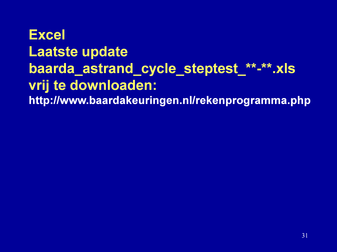 Op de website www.baardakeuringen.nl staat steeds de laatste versie van de geautomatiseerde conditietest, inclusief een korte instructie.