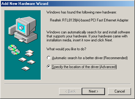 Figuur 7: Installatie Windows 98 9. Klik op 'Finish' om de installatie te voltooien. Mogelijk moet uw computer hierna opgestart worden.