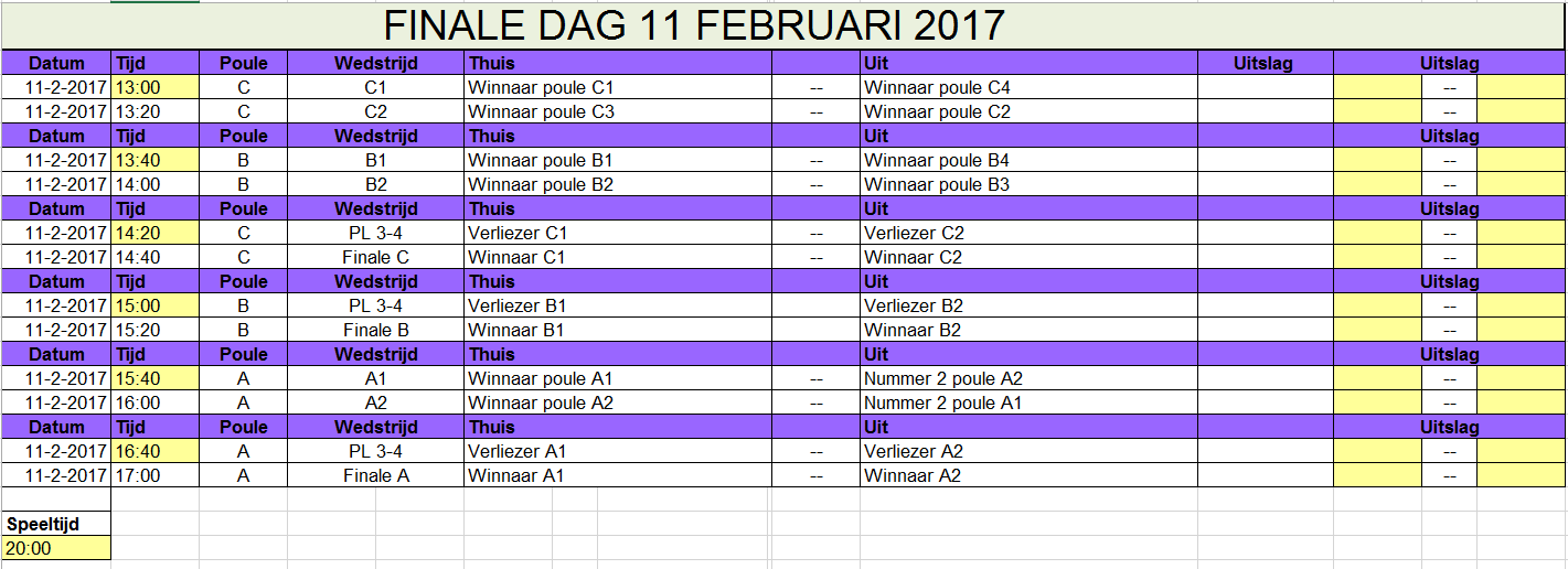 PROGRAMMA (+ indien nodig