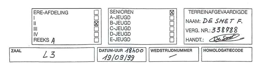 Code van de zaal invullen (vb. L3 ) ofwel Volledige naam van de zaal (vb.