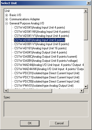 Aanmaken I/O tabel PNSPO Op een lege steekplaats (daar waar de analoge ingangskaart geplaatst wordt) kan een kaart toegevoegd worden door met de rechtermuistoets erop te klikken