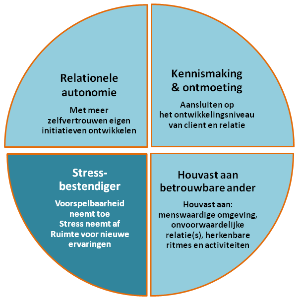 4.0 Opzet procesbeschrijving casus DEAN De procesbeschrijving van het traject Dean krijgt vorm vanuit de onderstaande rotonde voor relatie- en competentieopbouw De volgende aspecten van het proces