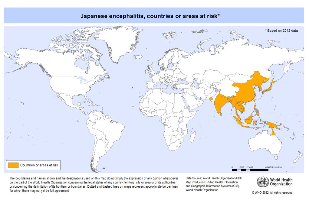 JAPANSE ENCEFALITIS http://www.who.int/ith Disease distribution maps Reproduced, by permission, from: International Travel and Health. World Health Organization, Geneva, 2012.