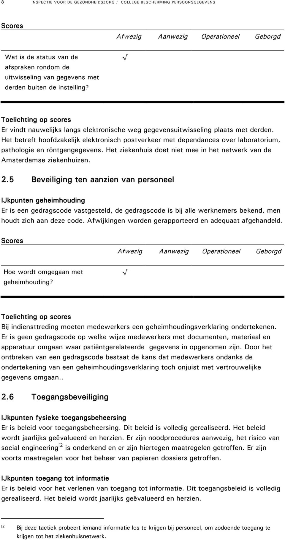 Het betreft hoofdzakelijk elektronisch postverkeer met dependances over laboratorium, pathologie en röntgengegevens. Het ziekenhuis doet niet mee in het netwerk van de Amsterdamse ziekenhuizen. 2.