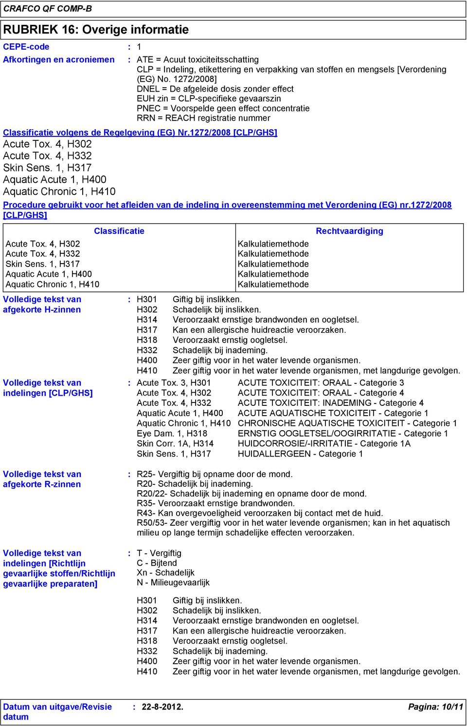 etikettering en verpakking van stoffen en mengsels [Verordening (EG) No.