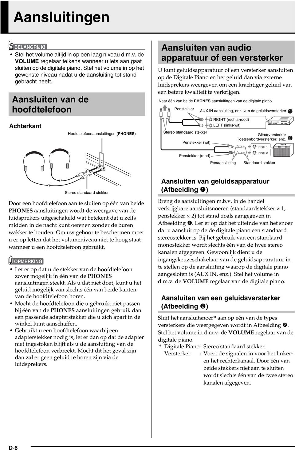 Aansluiten van de hoofdtelefoon Achterkant Hoofdtelefoonaansluitingen (PHNES) Aansluiten van audio apparatuur of een versterker U kunt geluidsapparatuur of een versterker aansluiten op de Digitale