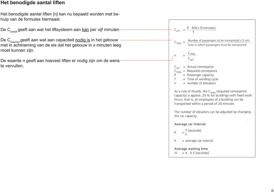 De C actual geeft aan wat het liftsysteem aan kan per vijf minuten De C reauired geeft aan wat aan