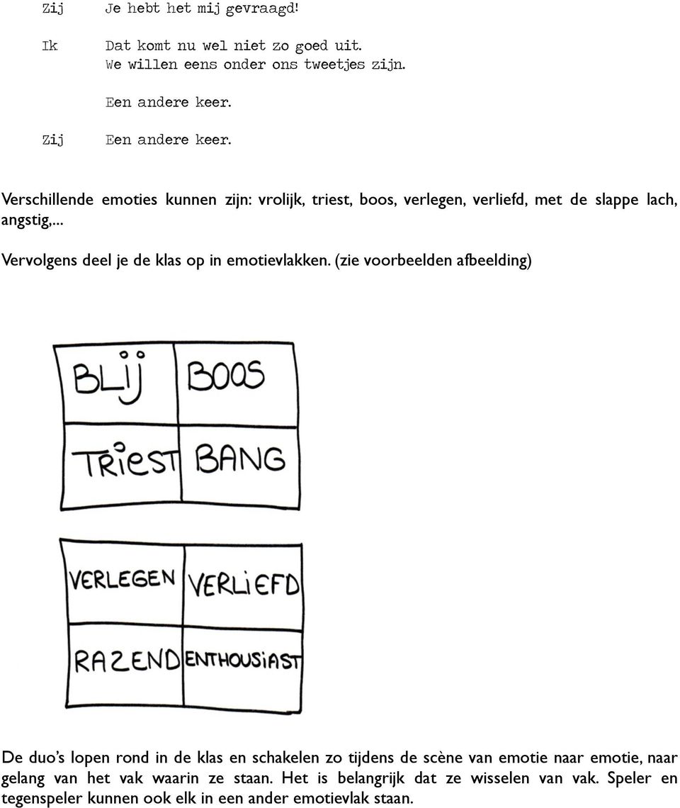 .. Vervolgens deel je de klas op in emotievlakken.