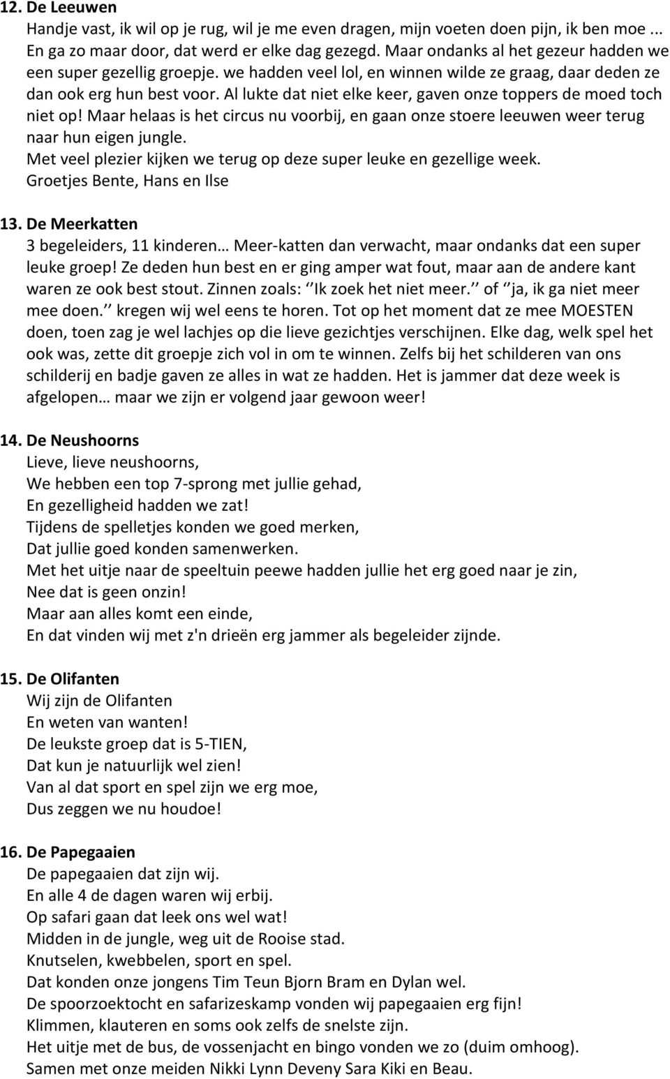 Al lukte dat niet elke keer, gaven onze toppers de moed toch niet op! Maar helaas is het circus nu voorbij, en gaan onze stoere leeuwen weer terug naar hun eigen jungle.