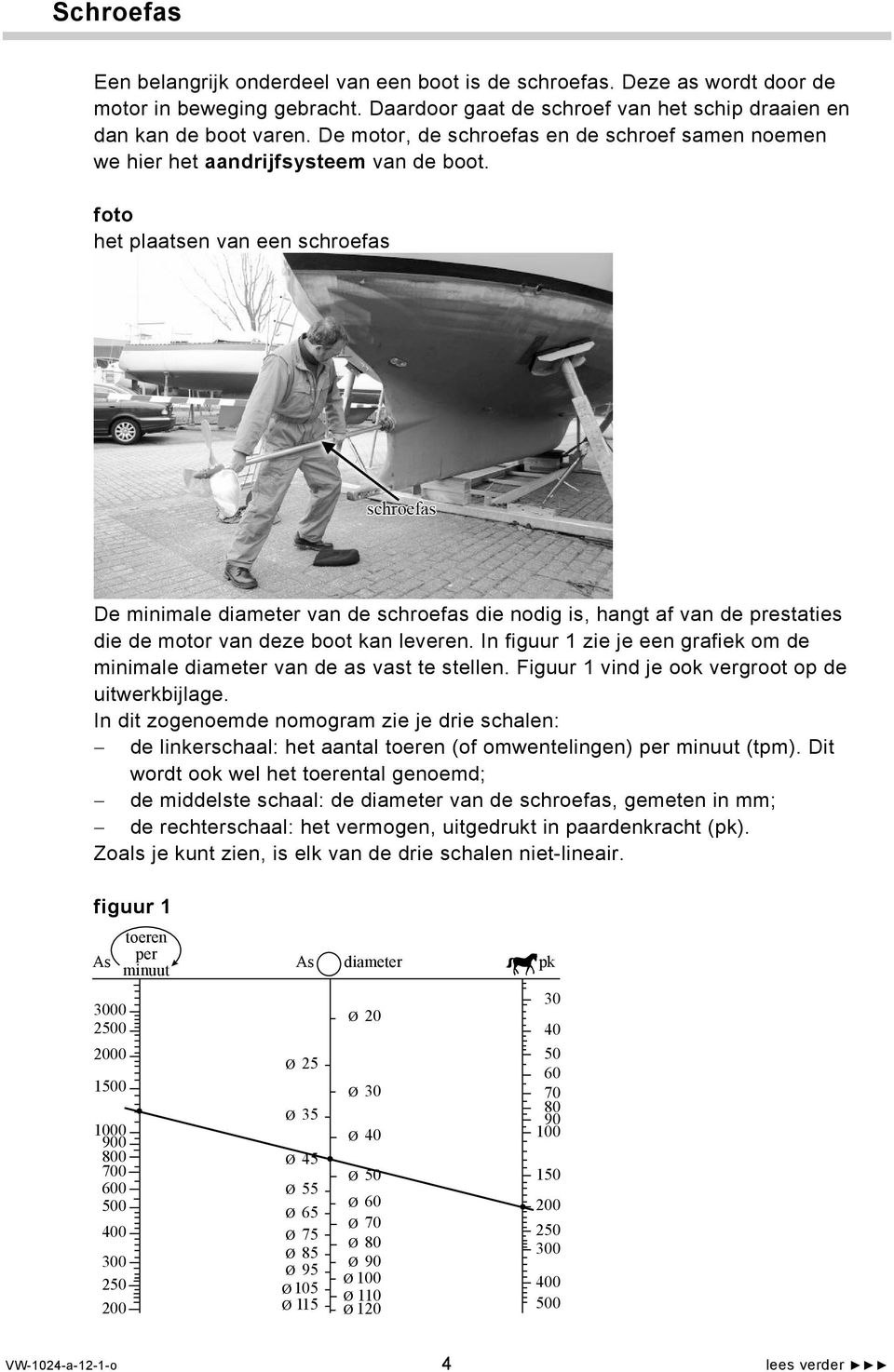 foto het plaatsen van een schroefas De minimale diameter van de schroefas die nodig is, hangt af van de prestaties die de motor van deze boot kan leveren.