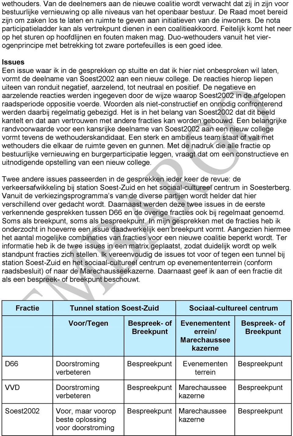 Feitelijk komt het neer op het sturen op hoofdlijnen en fouten maken mag. Duo-wethouders vanuit het vierogenprincipe met betrekking tot zware portefeuilles is een goed idee.