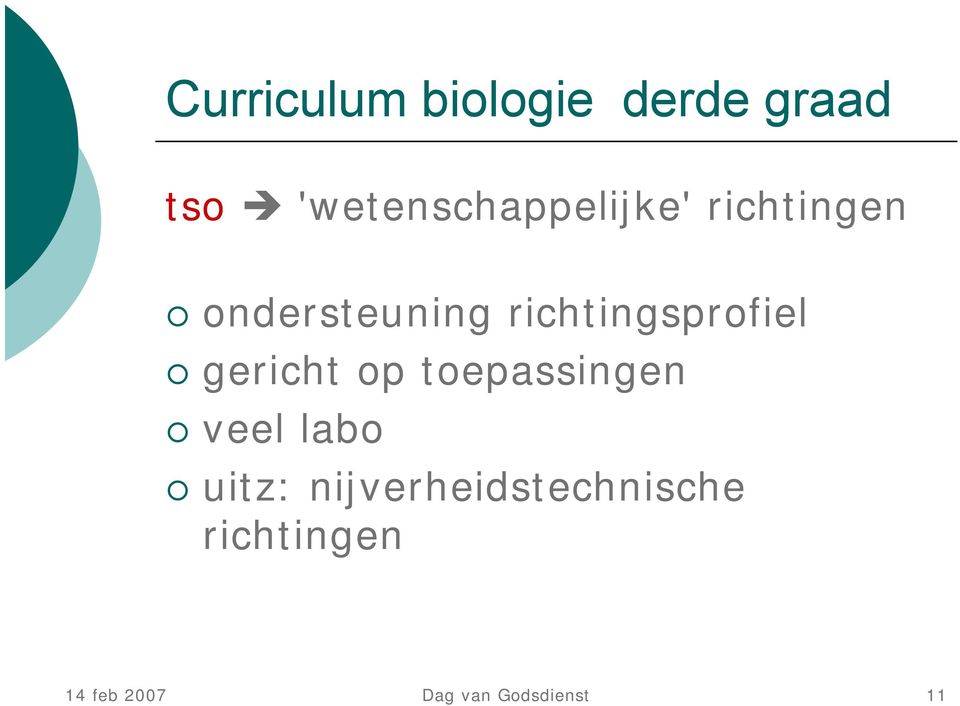 richtingsprofiel gericht op toepassingen veel labo