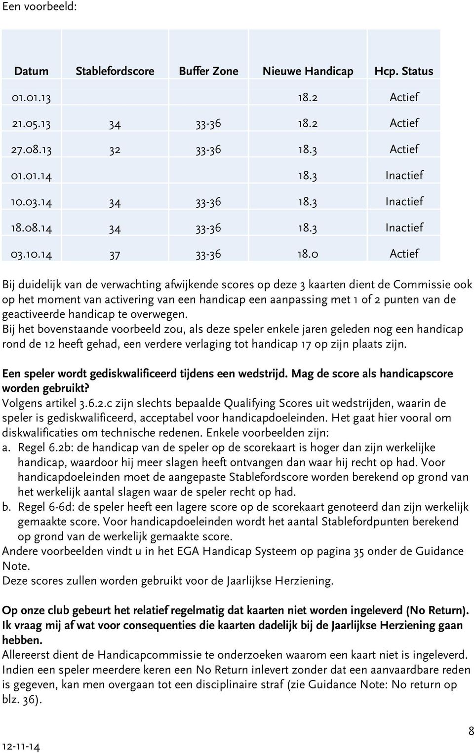 0 Actief Bij duidelijk van de verwachting afwijkende scores op deze 3 kaarten dient de Commissie ook op het moment van activering van een handicap een aanpassing met 1 of 2 punten van de geactiveerde