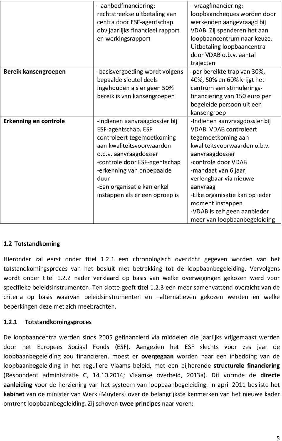 aanvraagdossier -controle door ESF-agentschap -erkenning van onbepaalde duur -Een organisatie kan enkel instappen als er een oproep is - vraagfinanciering: loopbaancheques worden door werkenden