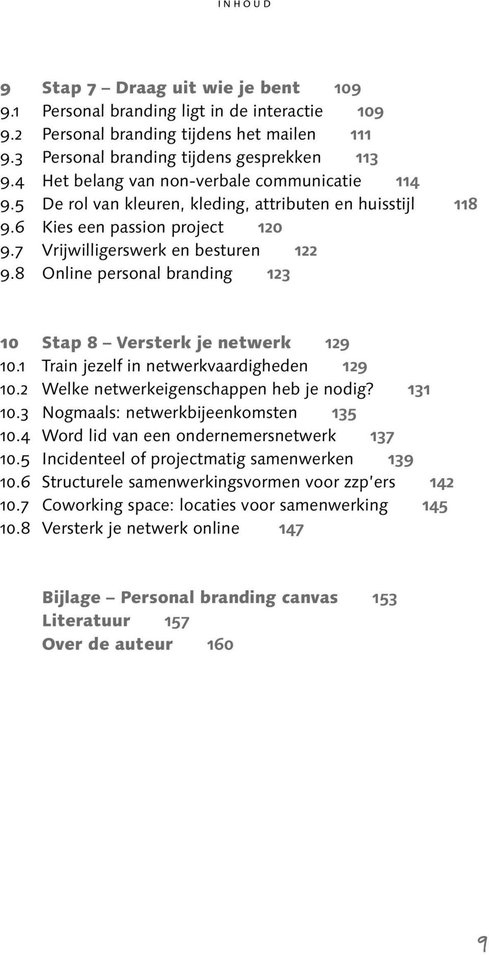 8 Online personal branding 123 10 Stap 8 Versterk je netwerk 129 10.1 Train jezelf in netwerkvaardigheden 129 10.2 Welke netwerkeigenschappen heb je nodig? 131 10.