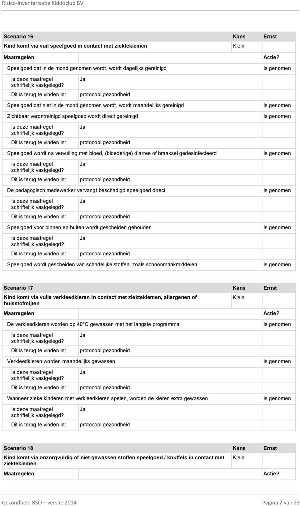 vervangt beschadigd speelgoed direct Speelgoed voor binnen en buiten wordt gescheiden gehouden Speelgoed wordt gescheiden van schadelijke stoffen, zoals schoonmaakmiddelen.