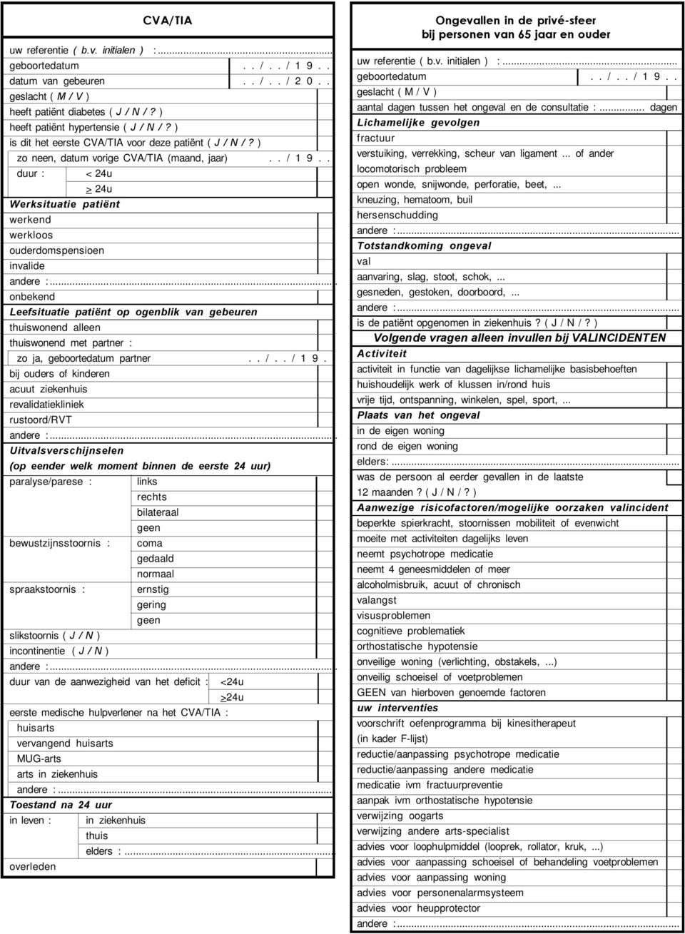 . duur : < 24u > 24u Werksituatie patiënt werkend werkloos ouderdomspensioen invalide onbekend Leefsituatie patiënt op ogenblik van gebeuren thuiswonend alleen thuiswonend met partner : zo ja,
