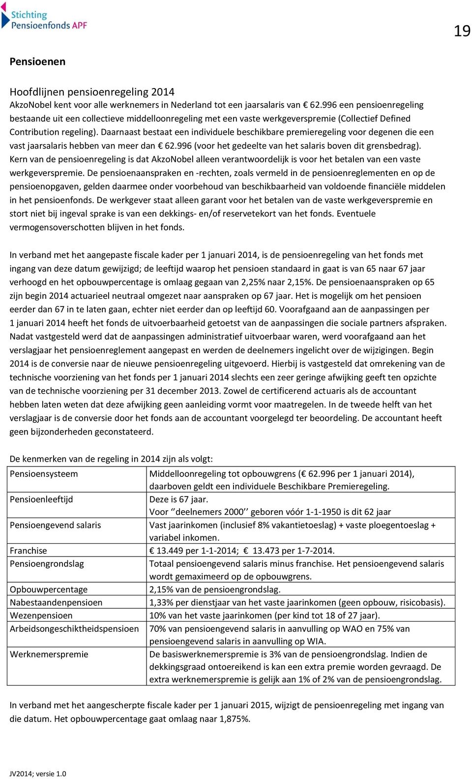 Daarnaast bestaat een individuele beschikbare premieregeling voor degenen die een vast jaarsalaris hebben van meer dan 62.996 (voor het gedeelte van het salaris boven dit grensbedrag).