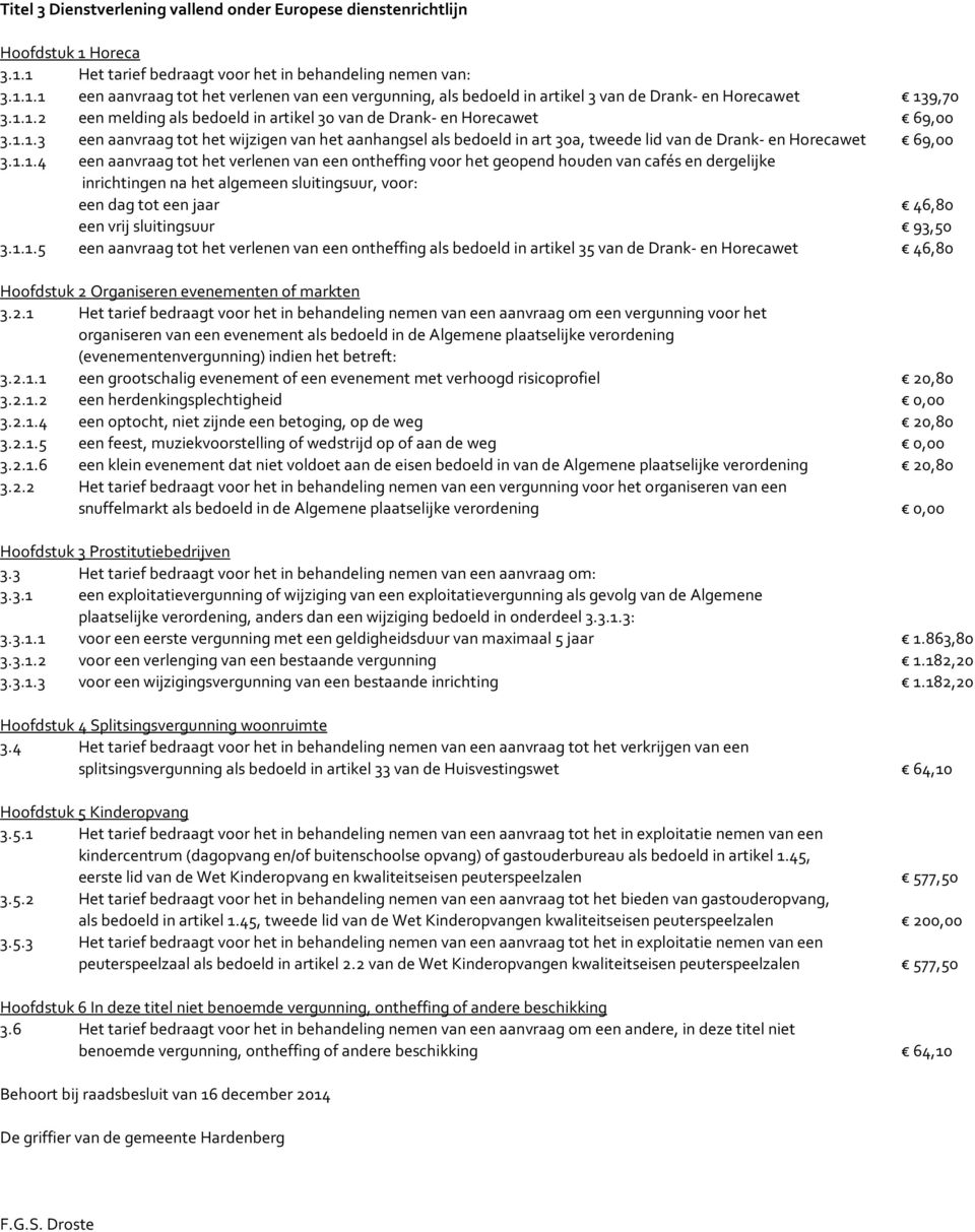 1.1.4 een aanvraag tot het verlenen van een ontheffing voor het geopend houden van cafés en dergelijke inrichtingen na het algemeen sluitingsuur, voor: een dag tot een jaar 46,80 een vrij