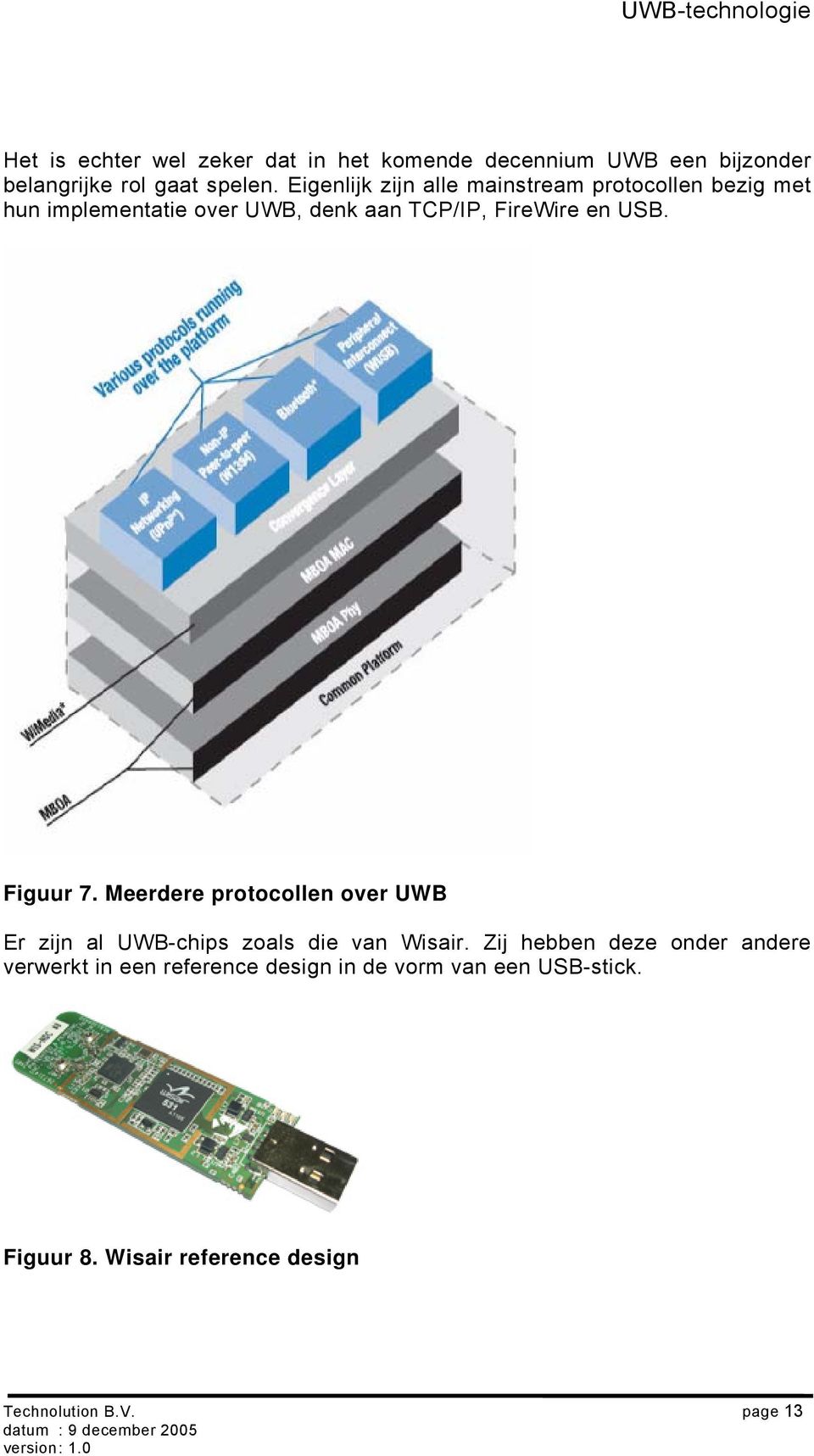 en USB. Figuur 7. Meerdere protocollen over UWB Er zijn al UWB-chips zoals die van Wisair.