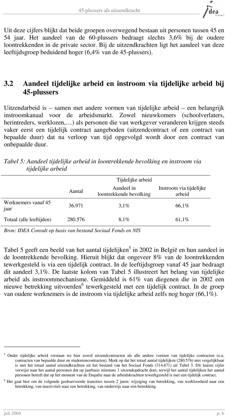 Bij de uitzendkrachten ligt het aandeel van deze leeftijdsgroep beduidend hoger (6,4% van de 45-plussers). 3.