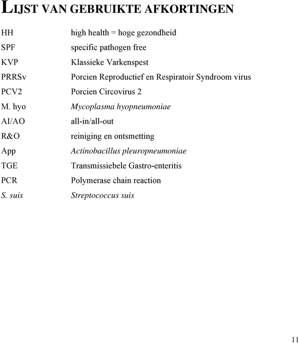 2 M. hyo Mycoplasma hyopneumoniae AI/AO all-in/all-out R&O reiniging en ontsmetting App Actinobacillus