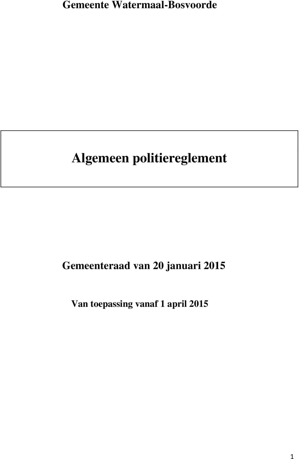 Gemeenteraad van 20 januari