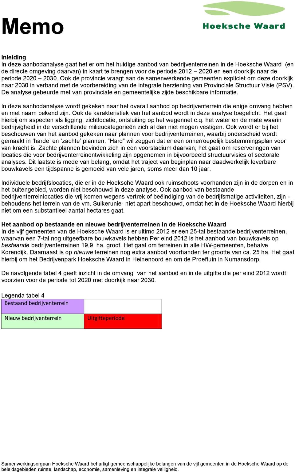 Ook de provincie vraagt aan de samenwerkende gemeenten expliciet om deze doorkijk naar 2030 in verband met de voorbereiding van de integrale herziening van Provinciale Structuur Visie (PSV).