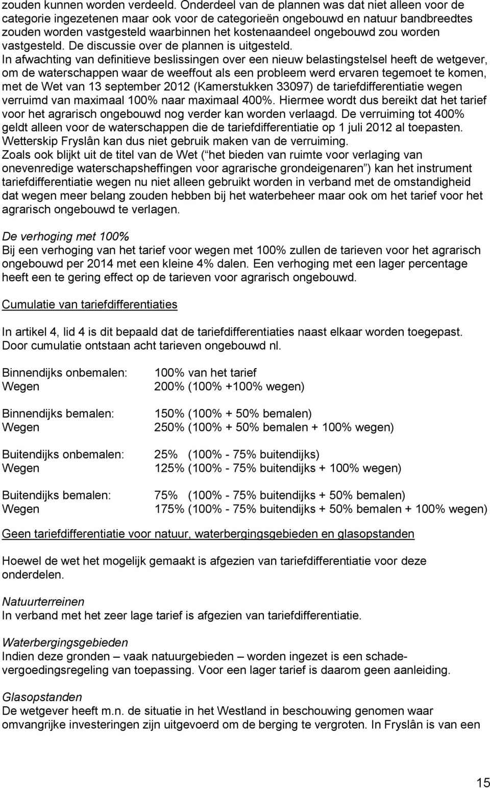 ongebouwd zou worden vastgesteld. De discussie over de plannen is uitgesteld.