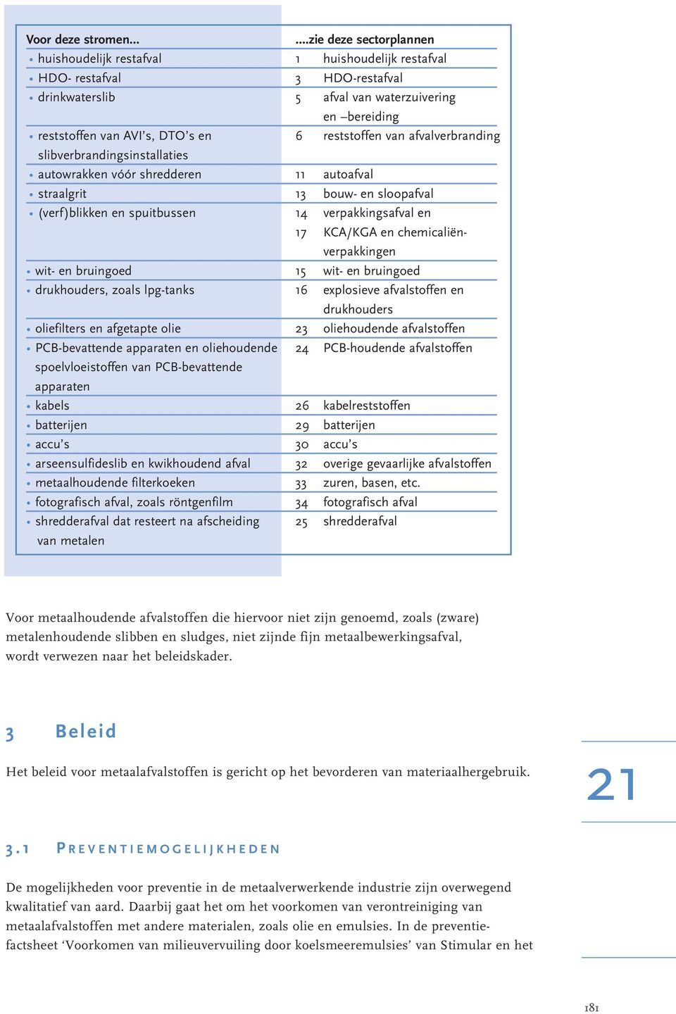 reststoffen van afvalverbranding slibverbrandingsinstallaties autowrakken vóór shredderen 11 autoafval straalgrit 13 bouw- en sloopafval (verf)blikken en spuitbussen 14 verpakkingsafval en 17 KCA/KGA