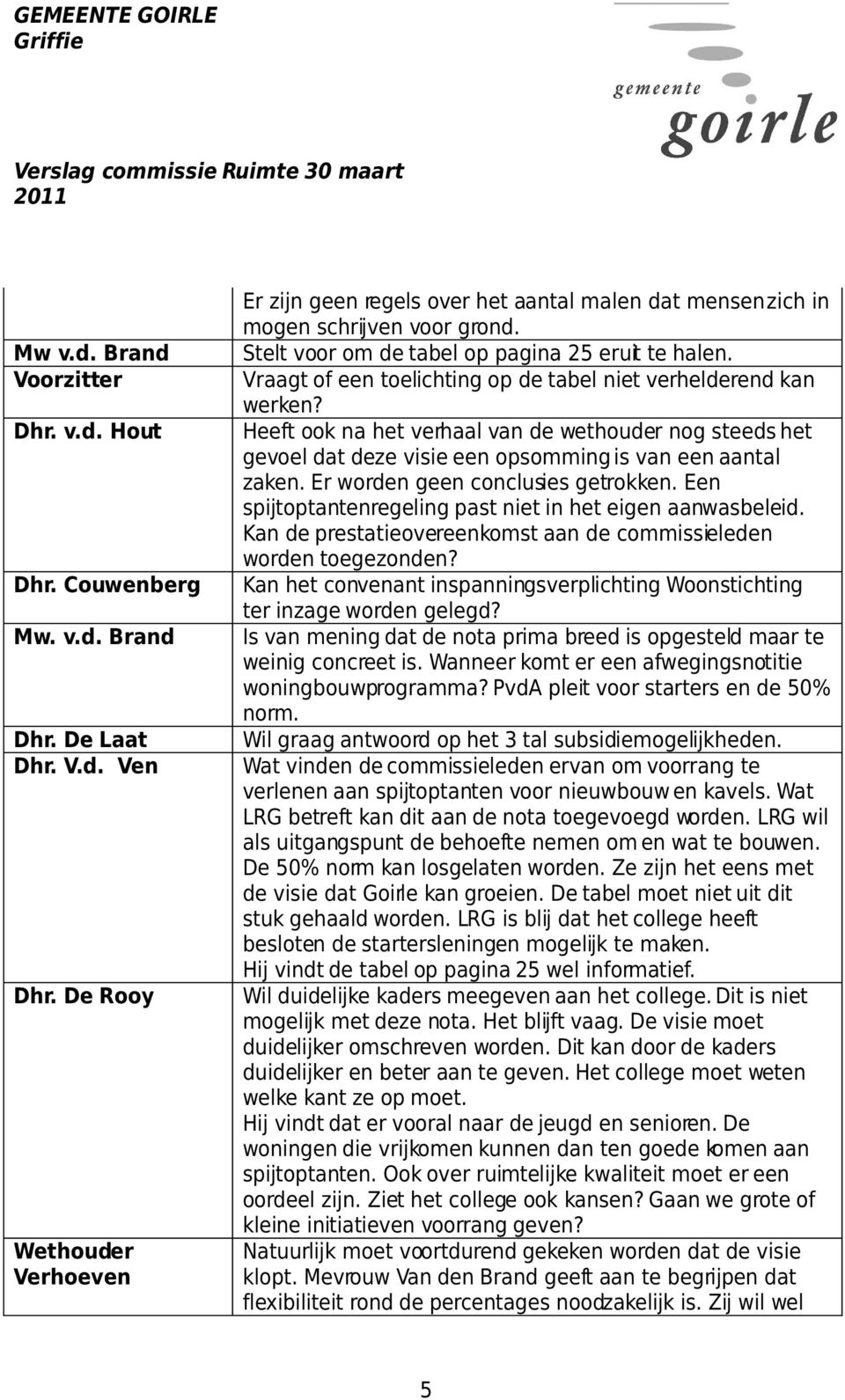 Heeft ook na het verhaal van de wethouder nog steeds het gevoel dat deze visie een opsomming is van een aantal zaken. Er worden geen conclusies getrokken.