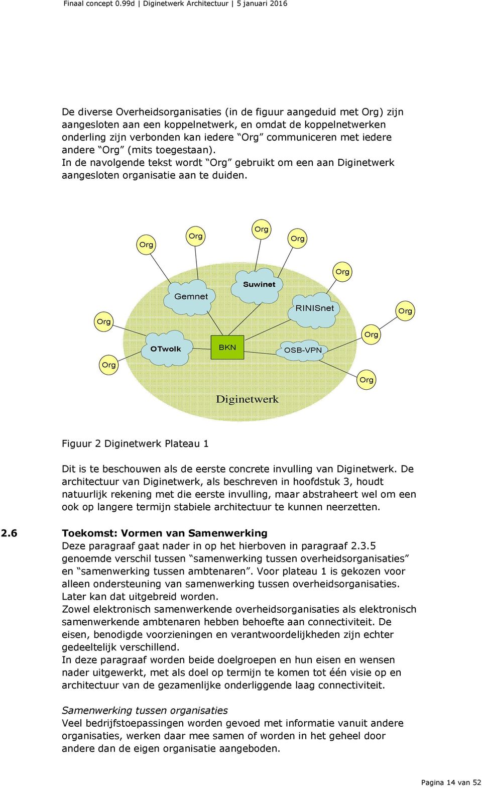 Suwinet Gemnet RINISnet OTwolk BKN OSB-VPN Diginetwerk Figuur 2 Diginetwerk Plateau 1 Dit is te beschouwen als de eerste concrete invulling van Diginetwerk.