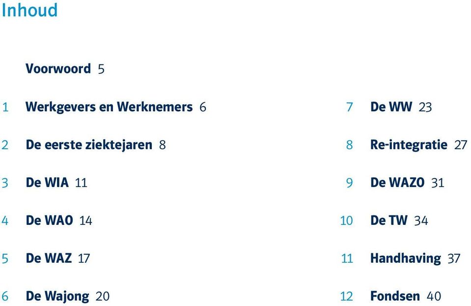 WAZ 17 6 De Wajong 20 7 De WW 23 8 Re-integratie 27