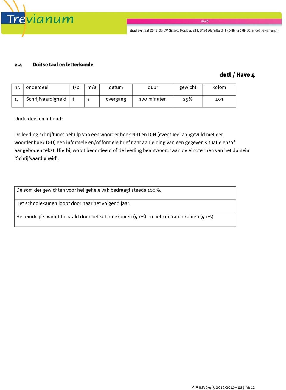 woordenboek D-D) een informele en/of formele brief naar aanleiding van een gegeven situatie en/of aangeboden tekst.