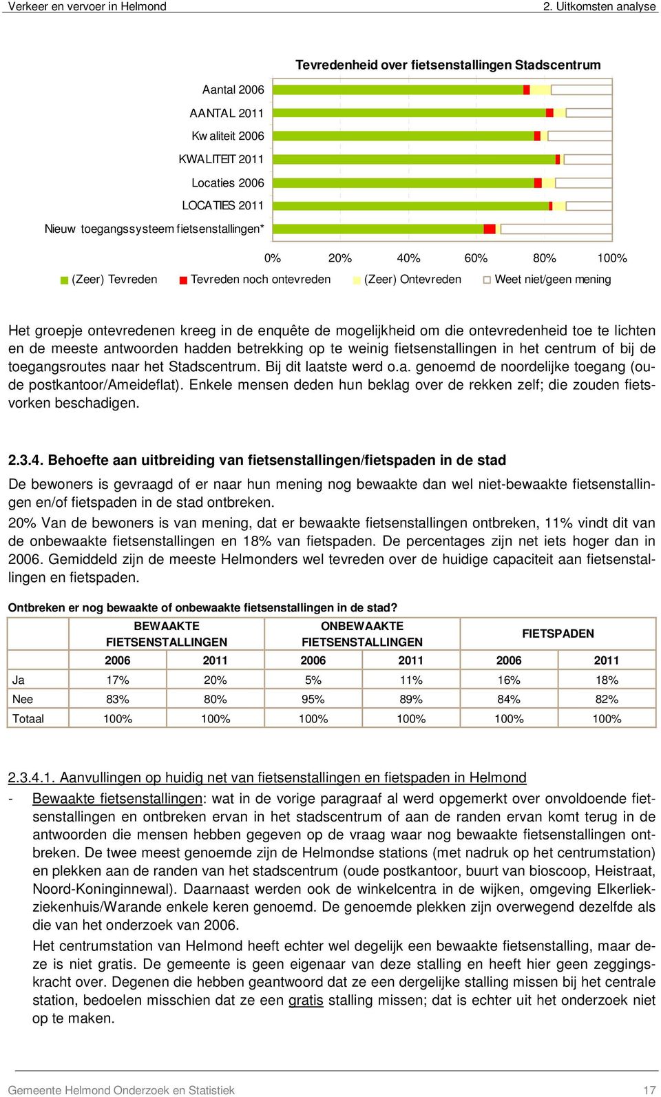 en de meeste antwoorden hadden betrekking op te weinig fietsenstallingen in het centrum of bij de toegangsroutes naar het Stadscentrum. Bij dit laatste werd o.a. genoemd de noordelijke toegang (oude postkantoor/ameideflat).