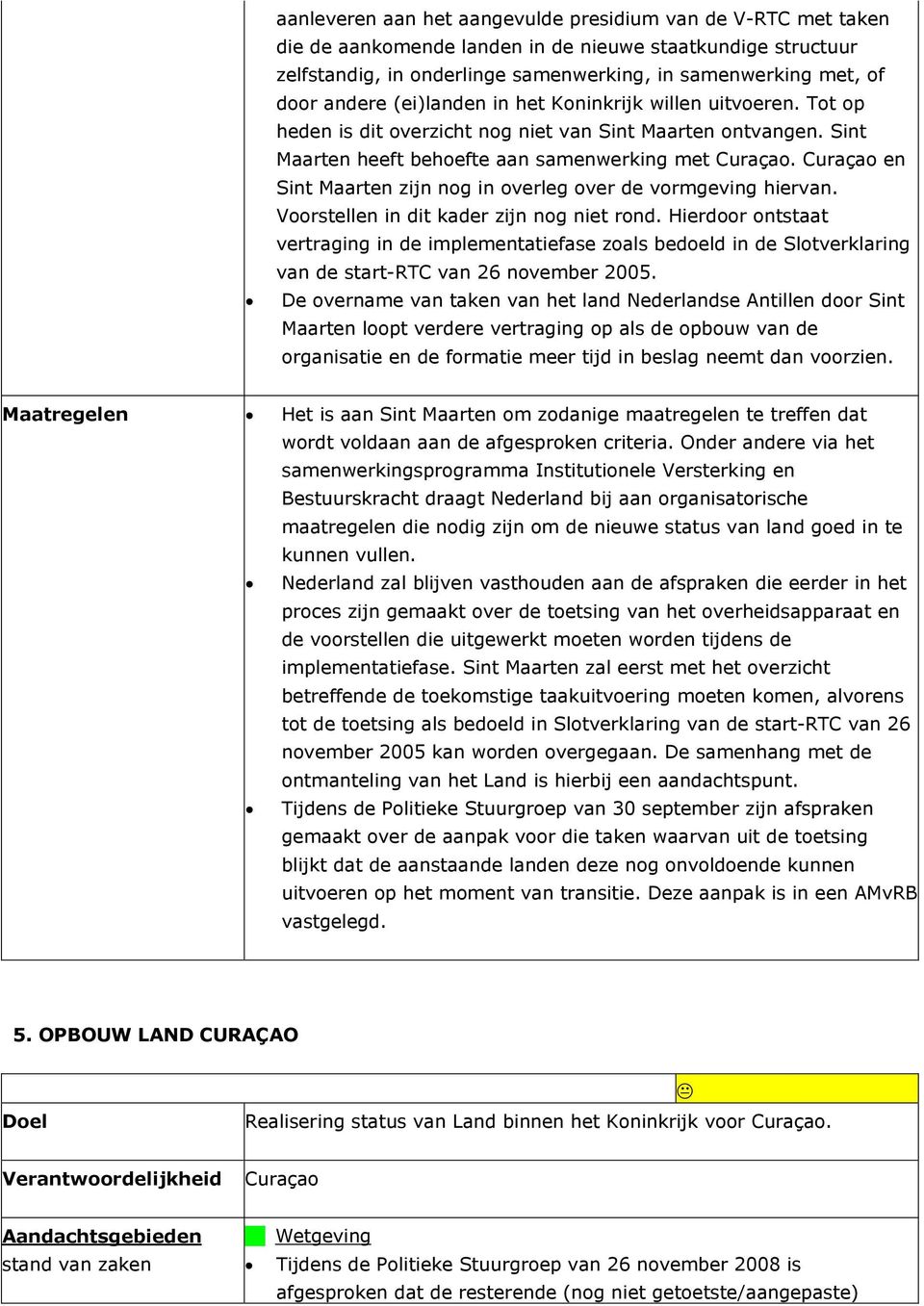 Curaçao en Sint Maarten zijn nog in overleg over de vormgeving hiervan. Voorstellen in dit kader zijn nog niet rond.