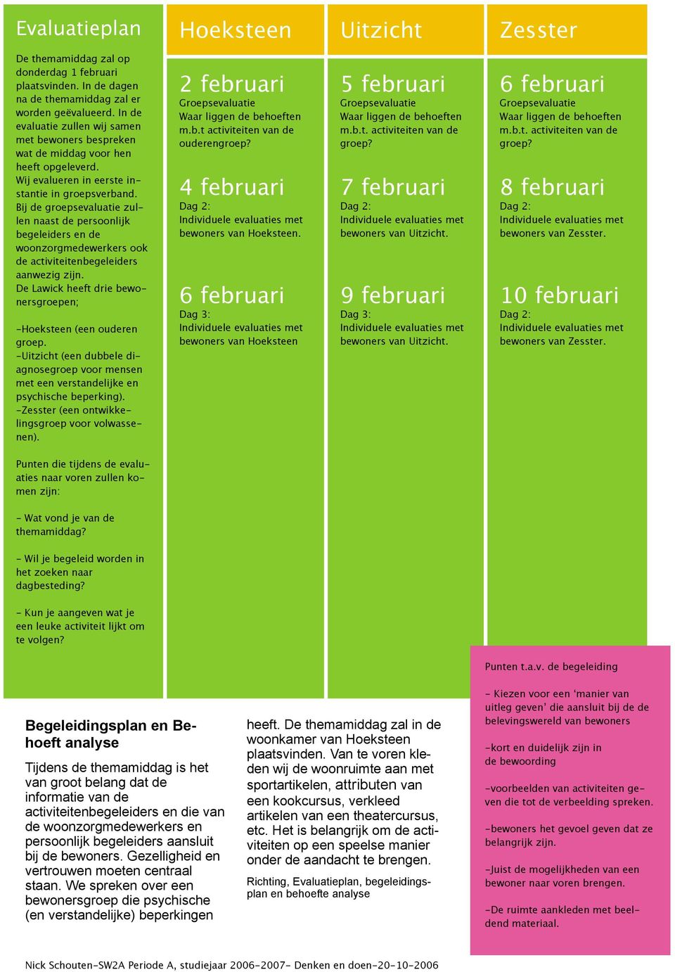 Bij de groepsevaluatie zullen naast de persoonlijk begeleiders en de woonzorgmedewerkers ook de activiteitenbegeleiders aanwezig zijn.