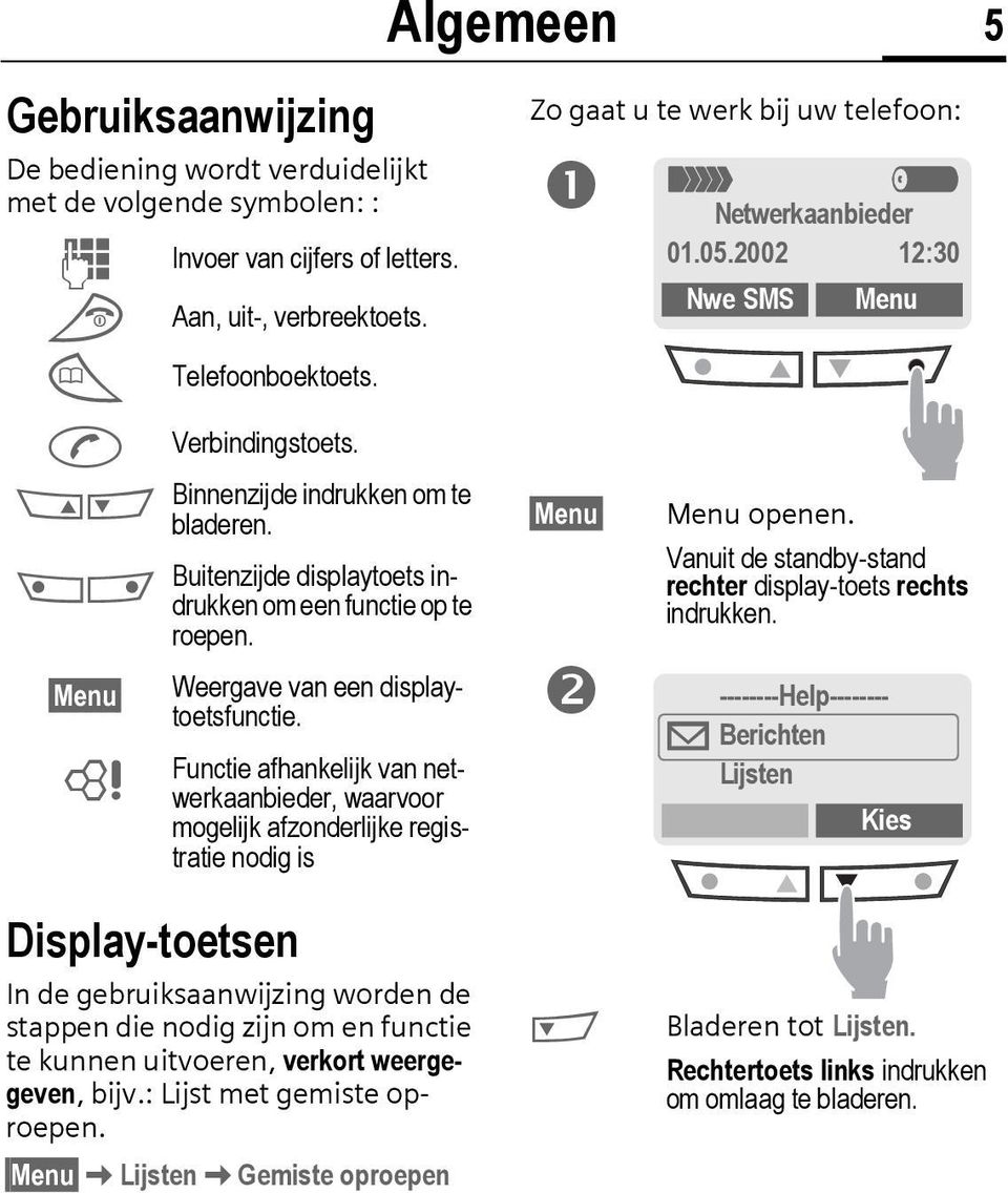 Functie afhankelijk van netwerkaanbieder, waarvoor mogelijk afzonderlijke registratie nodig is Algemeen 5 Zo gaat u te werk bij uw telefoon: < a Netwerkaanbieder 01.05.