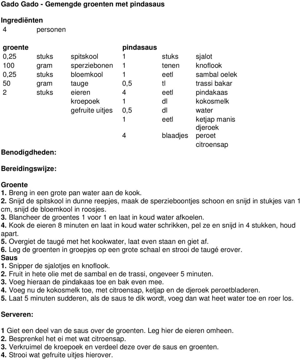 Breng in een grote pan water aan de kook. 2. Snijd de spitskool in dunne reepjes, maak de sperzieboontjes schoon en snijd in stukjes van 1 cm, snijd de bloemkool in roosjes. 3.