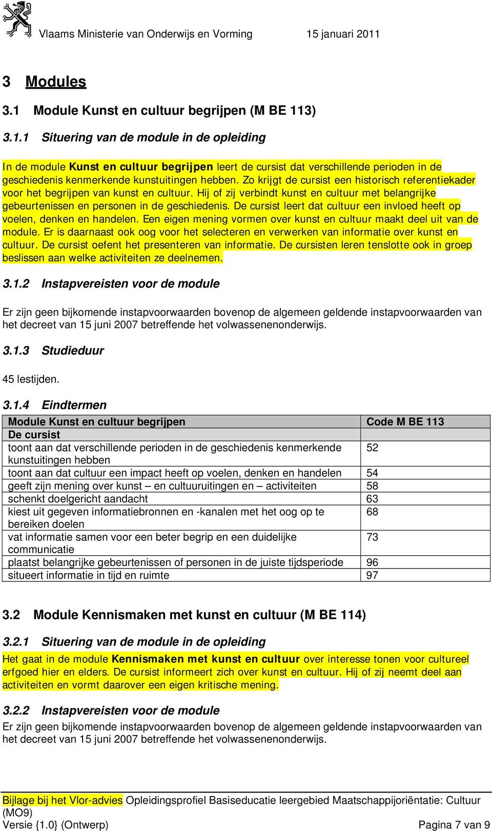 leert dat cultuur een invloed heeft op voelen, denken en handelen. Een eigen mening vormen over kunst en cultuur maakt deel uit van de module.