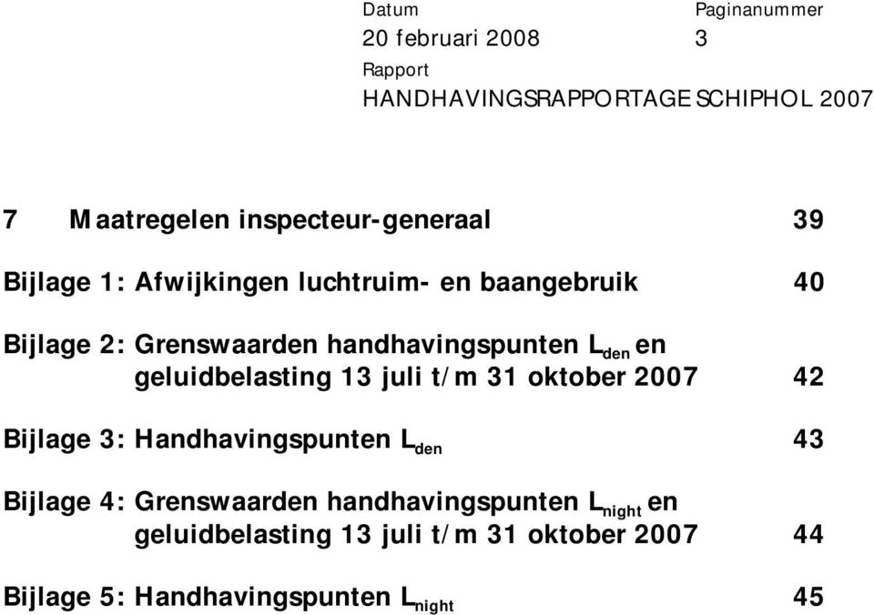 2007 42 Bijlage 3: Handhavingspunten L den 43 Bijlage 4: Grenswaarden handhavingspunten L