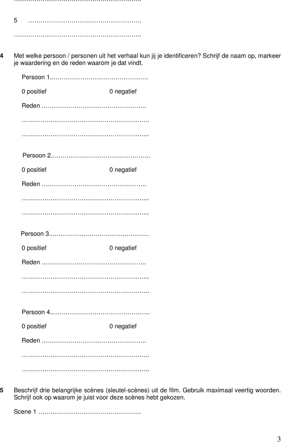 .. Persoon 2.... 0 positief 0 negatief Reden... Persoon 3.... 0 positief 0 negatief Reden... Persoon 4.