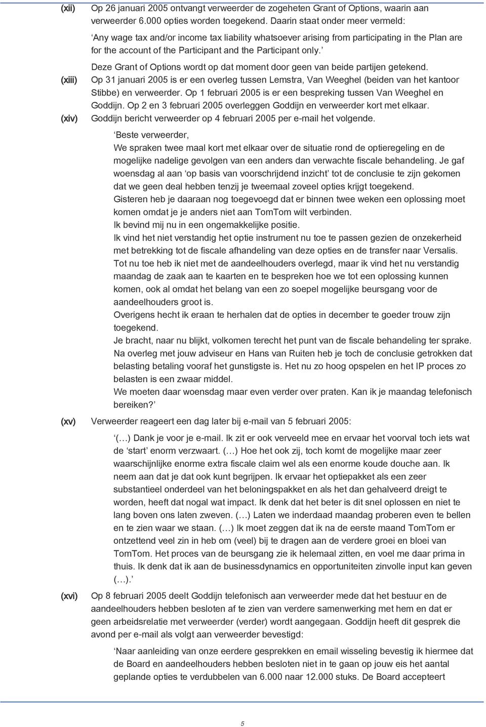 (xiii) (xiv) Deze Grant of Options wordt op dat moment door geen van beide partijen getekend.