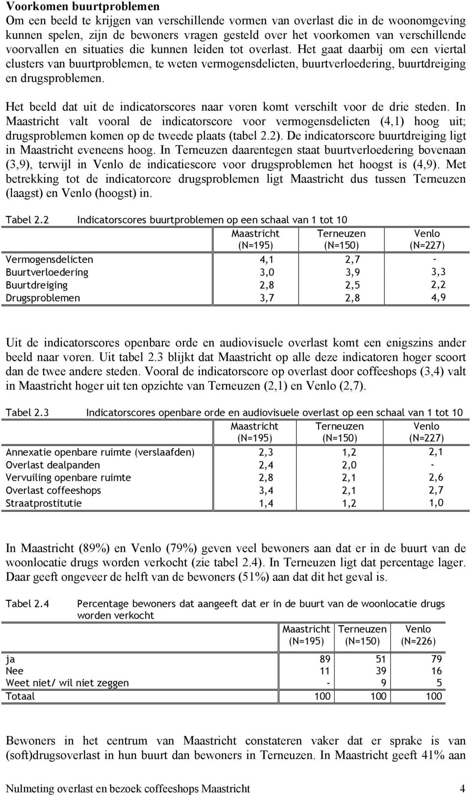 Het beeld dat uit de indicatorscores naar voren komt verschilt voor de drie steden.