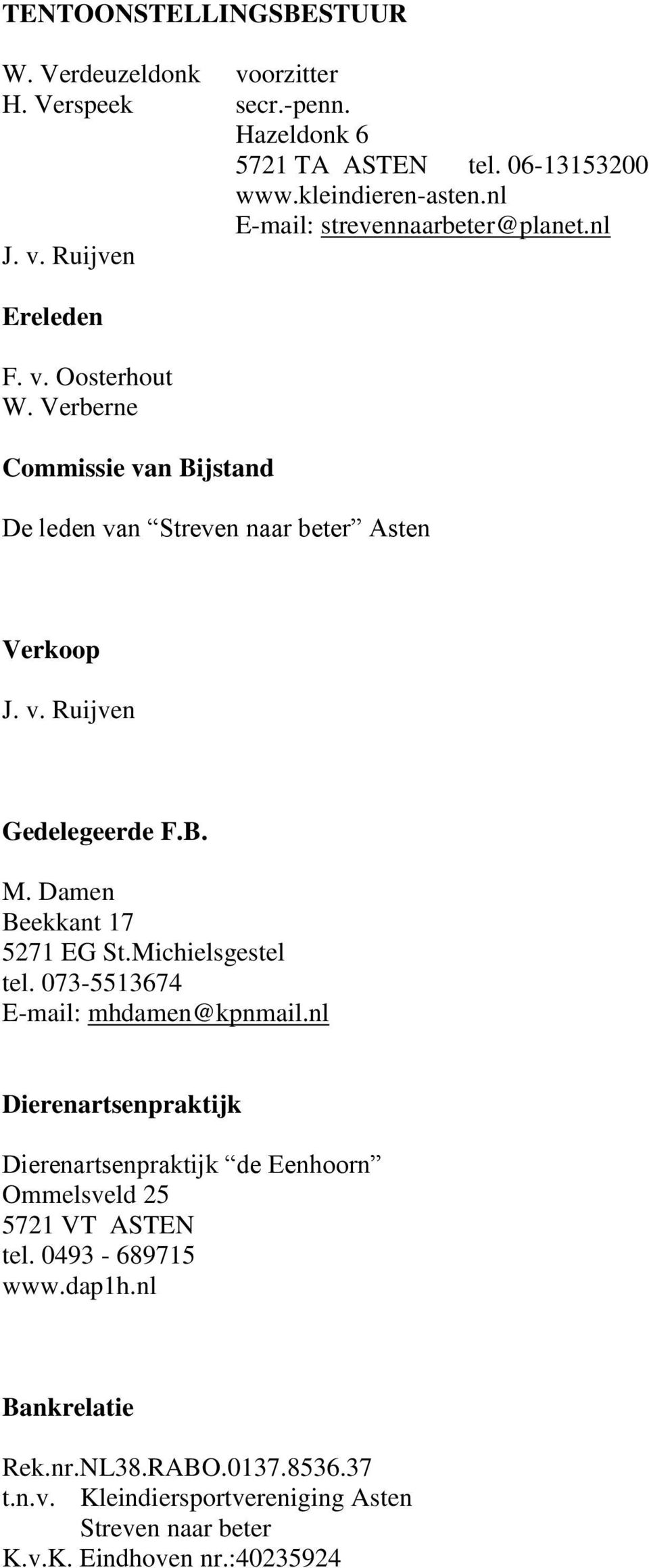 B. M. Damen Beekkant 17 5271 EG St.Michielsgestel tel. 073-5513674 E-mail: mhdamen@kpnmail.