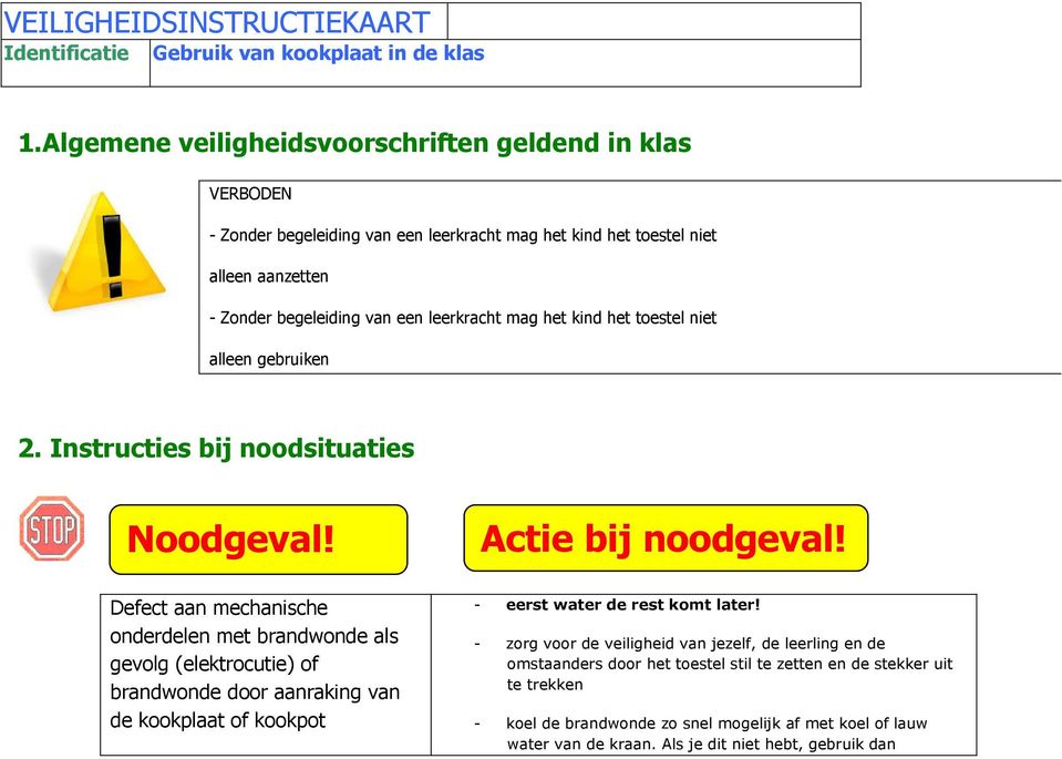 het kind het testel niet alleen gebruiken 2. Instructies bij ndsituaties Ndgeval!