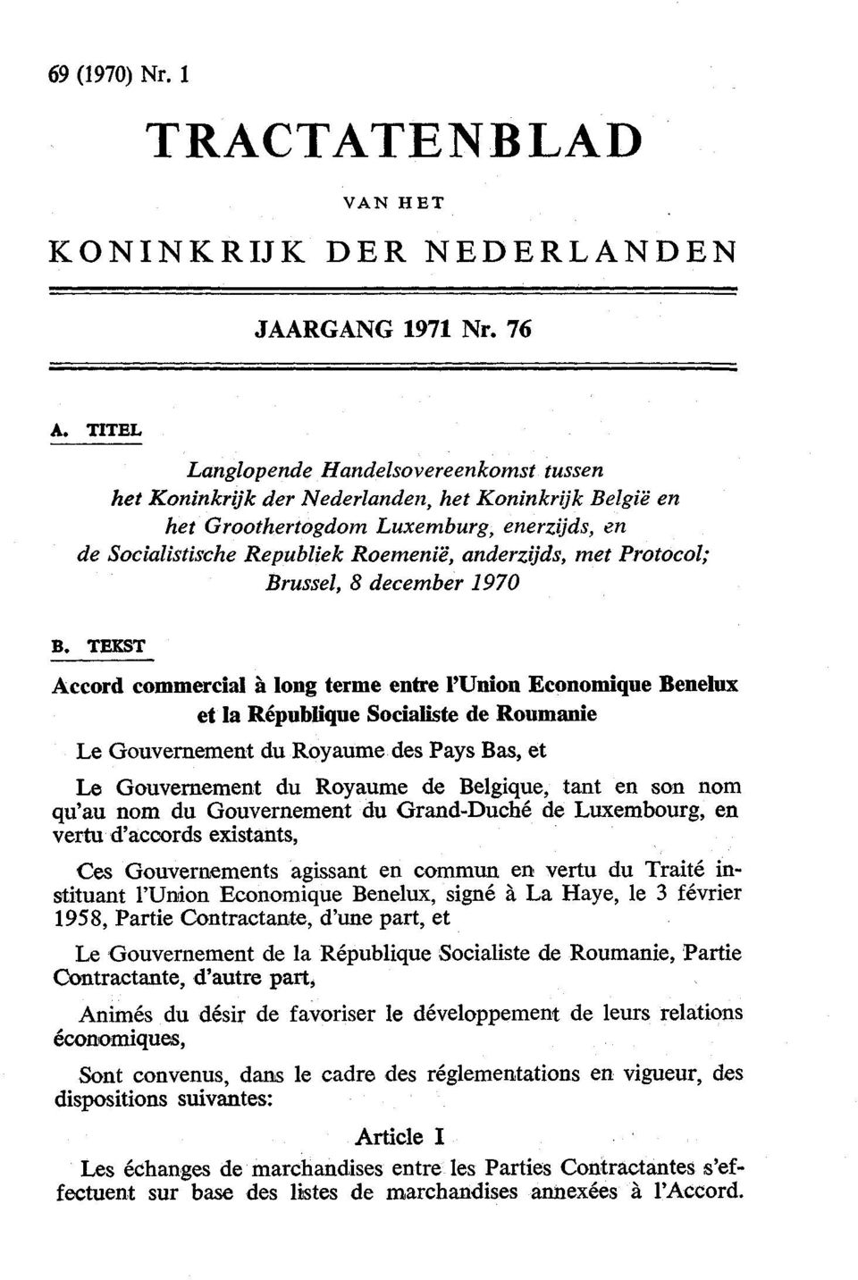 met Protocol; Brussel, 8 december 1970 B.