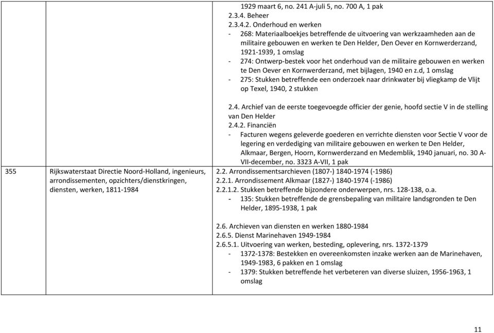 d, 1 omslag - 275: Stukken betreffende een onderzoek naar drinkwater bij vliegkamp de Vlijt op Texel, 1940, 2 stukken 355 Rijkswaterstaat Directie Noord-Holland, ingenieurs, arrondissementen,