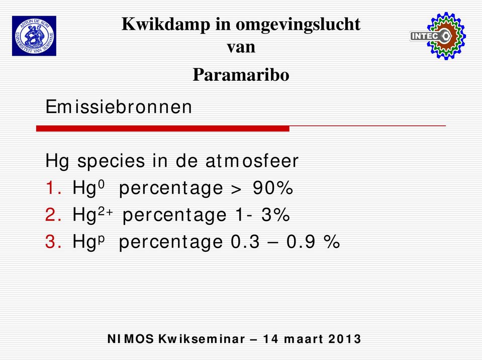 atmosfeer 1. Hg 0 percentage > 90% 2.