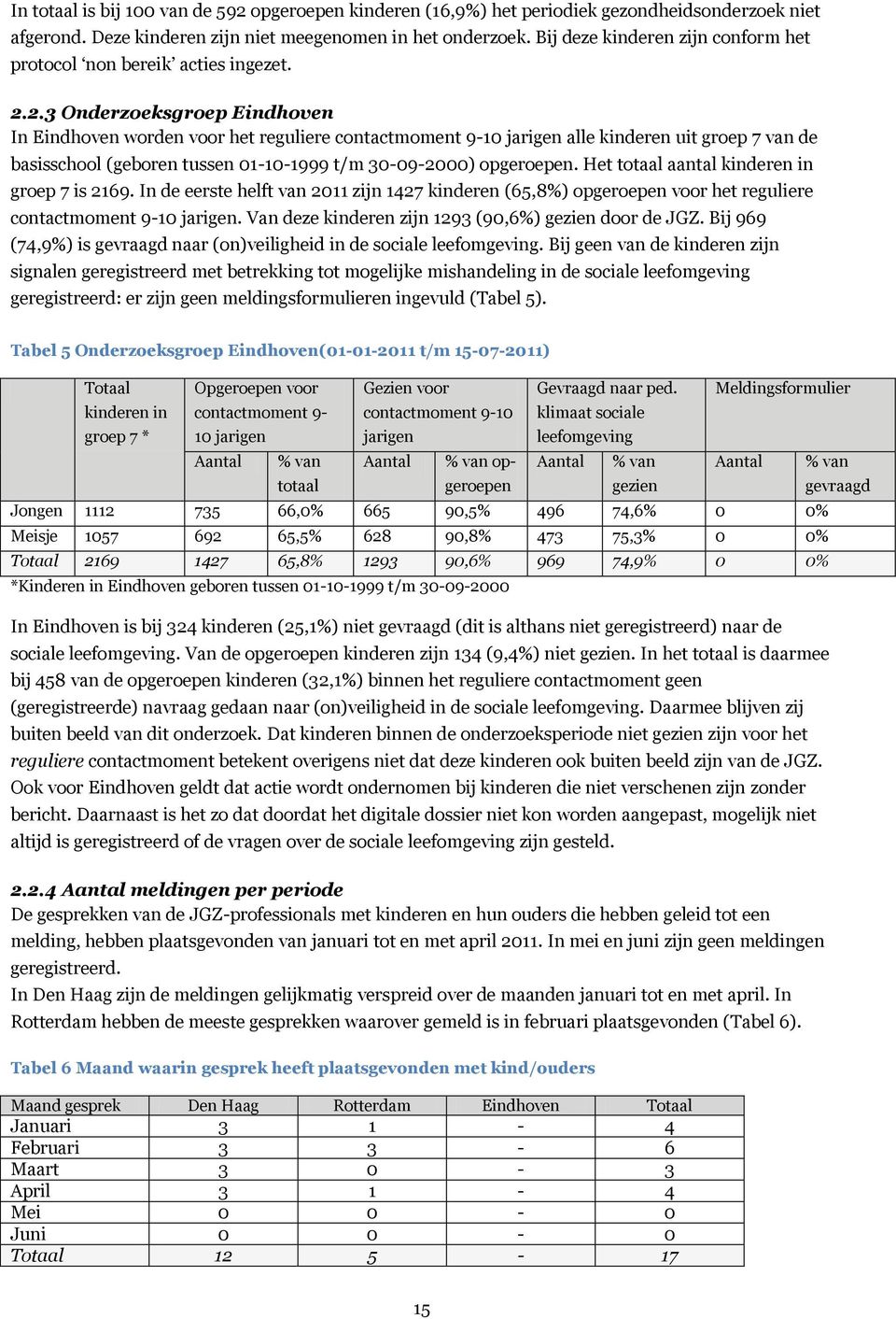 2.3 Onderzoeksgroep Eindhoven In Eindhoven worden voor het reguliere contactmoment 9-10 jarigen alle kinderen uit groep 7 van de basisschool (geboren tussen 01-10-1999 t/m 30-09-2000) opgeroepen.